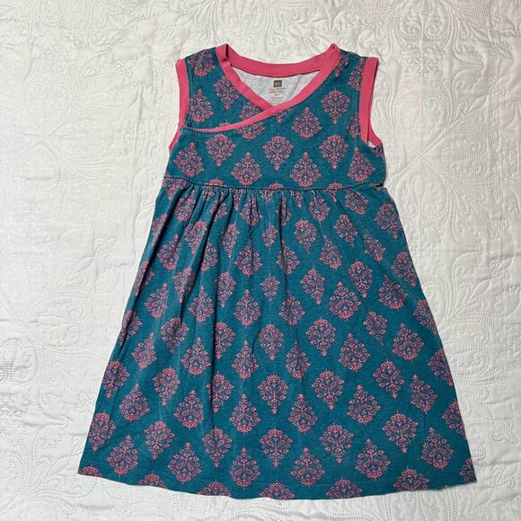 Tea Collection Wrap Neck Dress Size 7 - Picture 2 of 5
